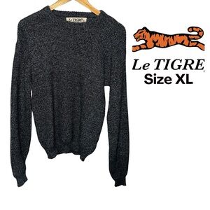 Le Tigre Women’s Sweater Vintage 90s Grunge Indie Navy Blue Size XL EUC
